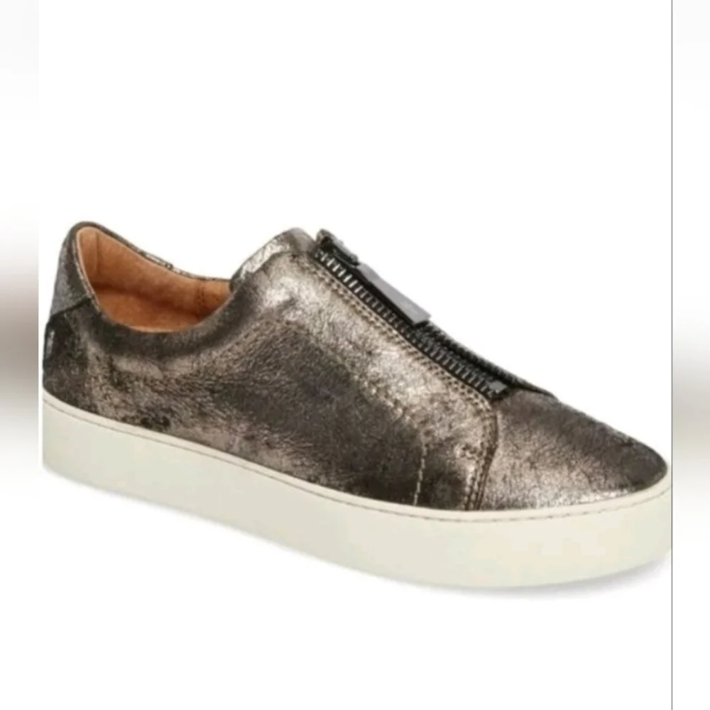 FRYE Leather Metallic Zip-UP Sneakers Sz-9